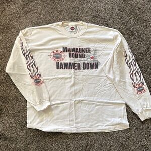 Hanes White Long Sleeve Tee with Striking Graphics